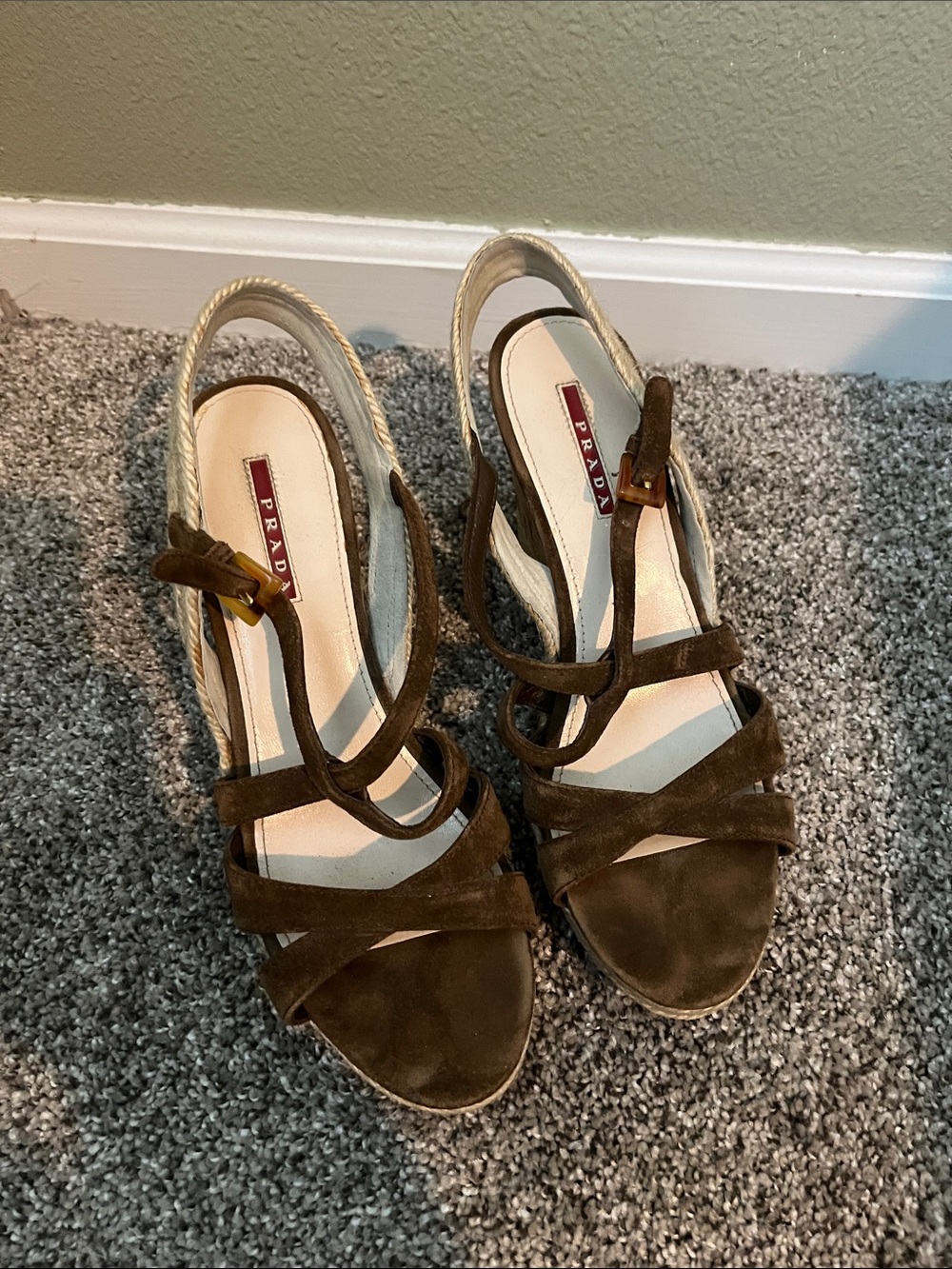 Prada Brown Suede Strappy Slingback Sandals NEED TO BE RESOLED